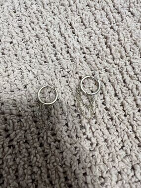 Silver Double-Chain Hoop Earrings - Women Jewelry